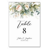 Elegante Blume & Grün Hochzeitsfeiern Tischnummern (Rückseite)