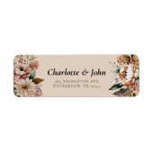 Elegante Blume Herbsthochzeit Rücksendeadresse (Vorne)