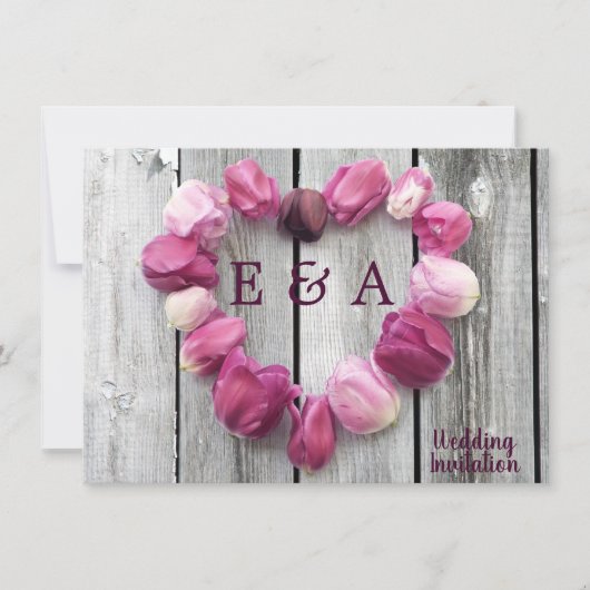 Elegante Blume Herz rustikale Scheunenholz Hochzei (Vorderseite)