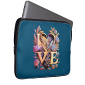 Elegante Blume, Herz und Goldene Liebe Laptopschutzhülle (Vorne Rechts)