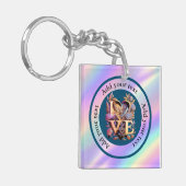 Elegante Blume, Herz und Goldene Liebe Schlüsselanhänger (Vorderseite links)