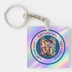 Elegante Blume, Herz und Goldene Liebe Schlüsselanhänger