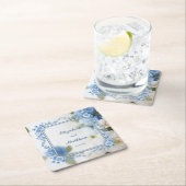 Elegante Blume Hochzeit Biue & White Overlay Rechteckiger Pappuntersetzer (Vor Ort)