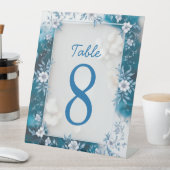 Elegante Blume Hochzeit Biue & White Overlay Sockelschild (In Situ)