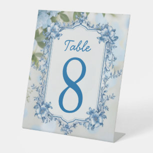 Elegante Blume Hochzeit Biue & White Overlay Sockelschild