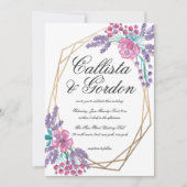 Elegante Blume Hochzeit Gold Terrarium Einladung (Vorderseite)