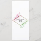 Elegante Blume Hochzeit Menükarte (Rückseite)
