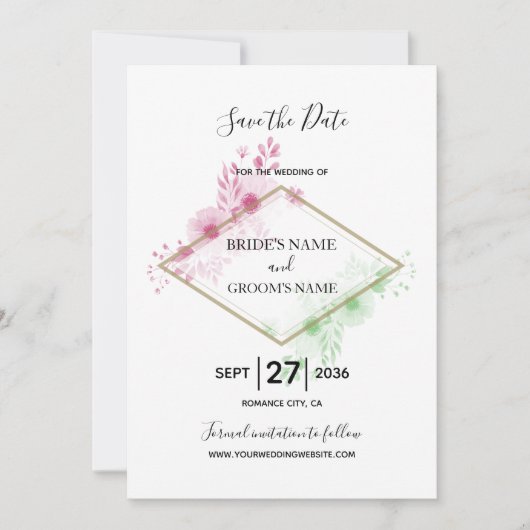 Elegante Blume Hochzeit Save The Date (Vorderseite)