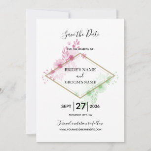 Elegante Blume Hochzeit Save The Date