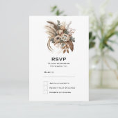 Elegante Blume-Hochzeiten und Feathers RSVP Karte (Stehend Vorderseite)