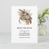 Elegante Blume-Hochzeiten und Feathers Save The Date (Stehend Vorderseite)