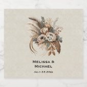 Elegante Blume-Hochzeiten und Feathers Schaumweinetikett (Einzelnes Label)