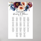 Elegante Blume Hochzeitskarte 18 Tische Poster (Vorne)