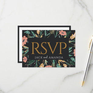 Elegante Blume Hochzeitskarten RSVP Karte