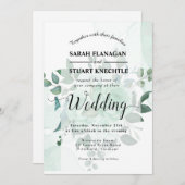 Elegante Blume im Grünen Hochzeit Einladung (Vorne/Hinten)