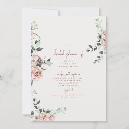 Elegante Blume im Spring Bridal Duschbad Einladung (Vorderseite)