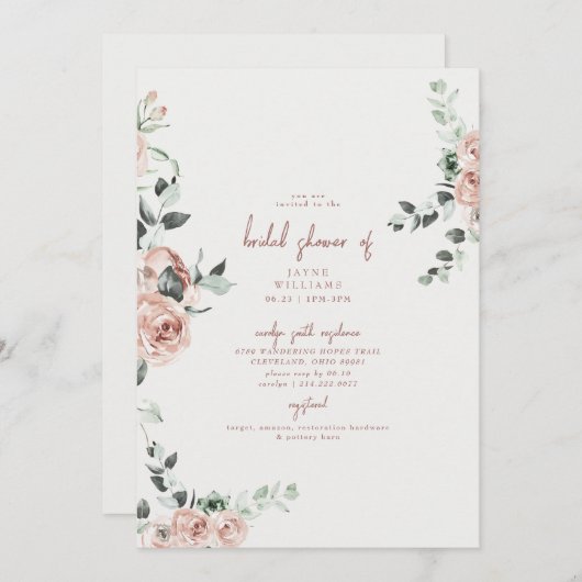 Elegante Blume im Spring Bridal Duschbad Einladung (Vorne/Hinten)