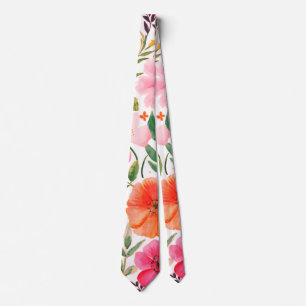 Elegante Blume in Aquarellfarbe, orange, rosa2 Krawatte