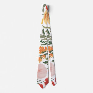 Elegante Blume in Aquarellfarbe orange-rosa Krawatte