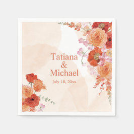 elegante Blume in Aquarellorange Serviette