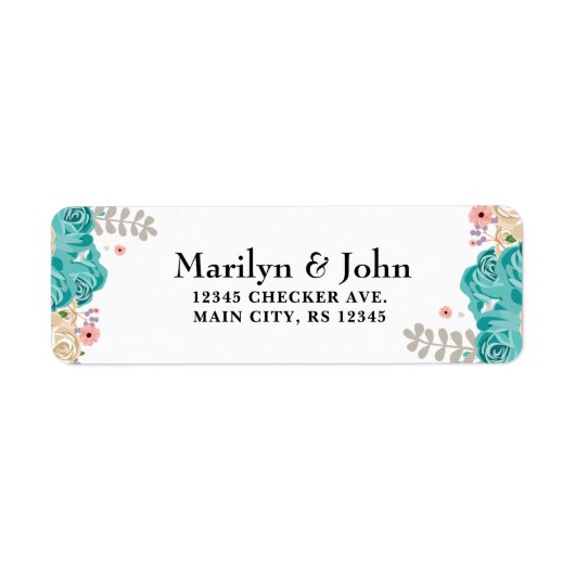 Elegante Blume in Blau Rosa, Beige Wasserfarbe (Vorne)