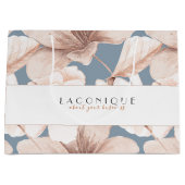 Elegante Blume in Blau und Beige Große Geschenktüte (Vorderseite)