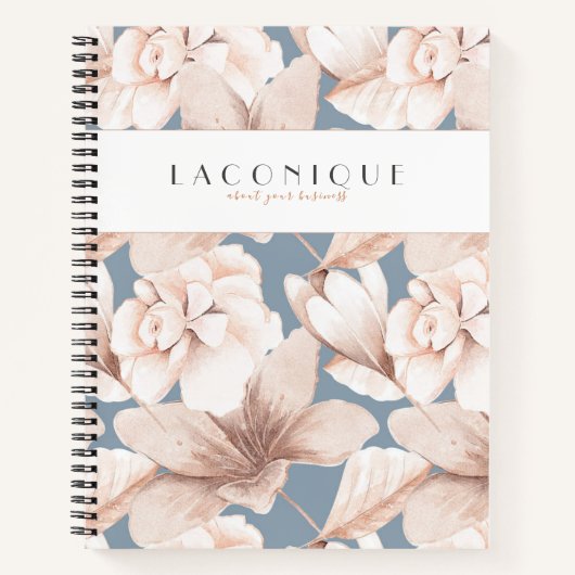 Elegante Blume in Blau und Beige Notizblock (Vorderseite)