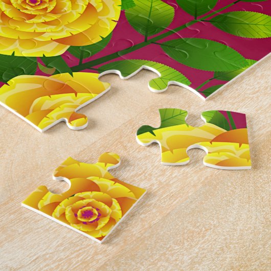Elegante Blume in Gelb, Rosa und Lila Rose Puzzle (Seite)