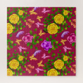 Elegante Blume in Gelb, Rosa und Lila Rose Puzzle (Horizontal)
