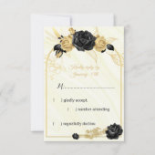 Elegante Blume in Gold und Schwarz RSVP Karte (Vorderseite)
