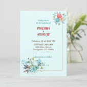 Elegante Blume in Wasserfarbe Hochzeit Einladung (Stehend Vorderseite)