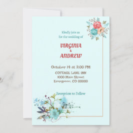 Elegante Blume in Wasserfarbe Hochzeit Einladung