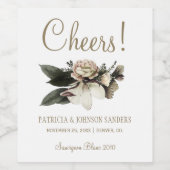 Elegante Blume jubeln und benennen Hochzeit Weinetikett (Einzelnes Label)