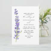Elegante Blume Lavender Wedding Einladung (Stehend Vorderseite)