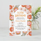 Elegante Blume & Leaf Geburtstag Einladung (Stehend Vorderseite)