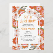 Elegante Blume & Leaf Geburtstag Einladung (Vorne/Hinten)