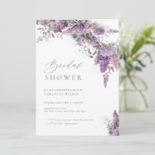 Elegante Blume Lilac Bridal Dusche Einladung (Stehend Vorderseite)