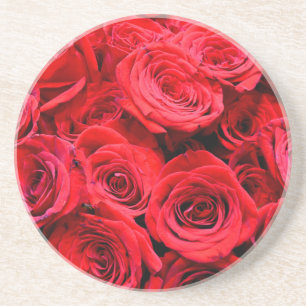 Elegante Blume mit Blumen Rote Rose Rose Garten Sandstein Untersetzer