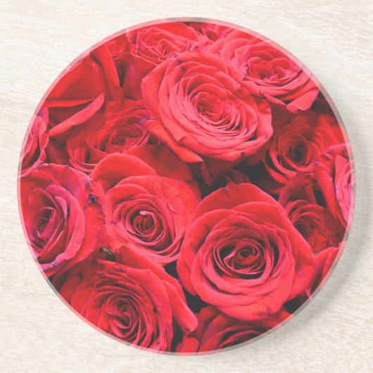 Elegante Blume mit Blumen Rote Rose Rose Garten Sandstein Untersetzer (Vorne)
