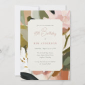 Elegante Blume mit Blumenmuster zum 45. Geburtstag Einladung (Vorderseite)