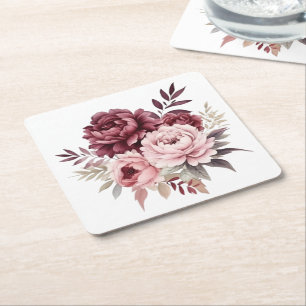 Elegante Blume mit Blumenwasser Rechteckiger Pappuntersetzer