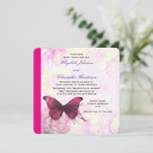 Elegante Blume mit Butterfly-Hochzeit Einladung (Stehend Vorderseite)