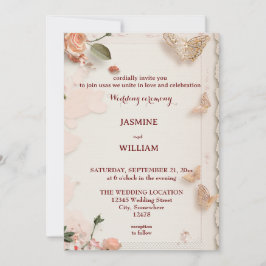 Elegante Blume mit einer Einladungskarte für Hochz Einladung