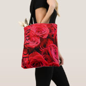 Elegante Blume mit rotem Blumen Rose Tasche (Von Nahem)