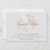 Elegante Blume mit tropischen Hibisken Save The Date (Vorderseite)