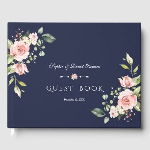 Elegante Blume mit Wasserfarbenblush Hochzeit der Gästebuch