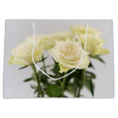 Elegante Blume mit weißer Rose auf Grau Große Geschenktüte (Vorderseite)