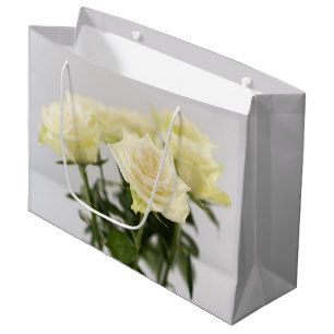 Elegante Blume mit weißer Rose auf Grau Große Geschenktüte