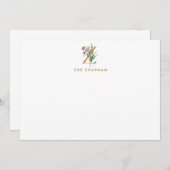 Elegante Blume Monogram Gold Letter Z Note Card Mitteilungskarte (Vorne/Hinten)