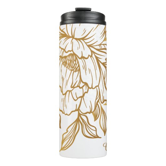 Elegante Blume Muster kundenspezifische Monogramm- Thermosbecher (Vorderseite)